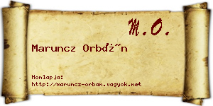 Maruncz Orbán névjegykártya